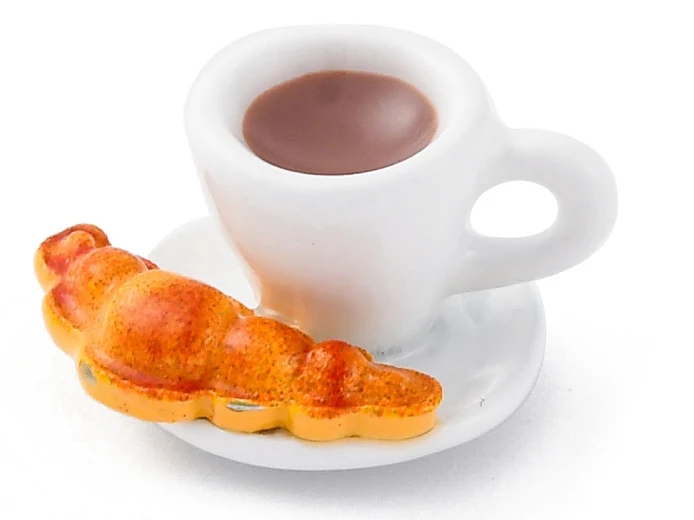 Breloque café gourmand émaillée - doré