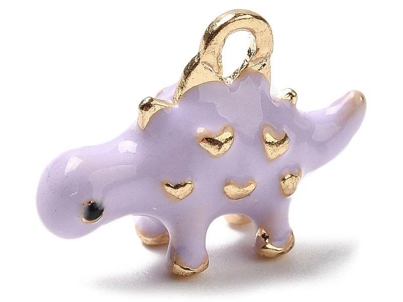 Breloque dinosaure violet émaillée - doré