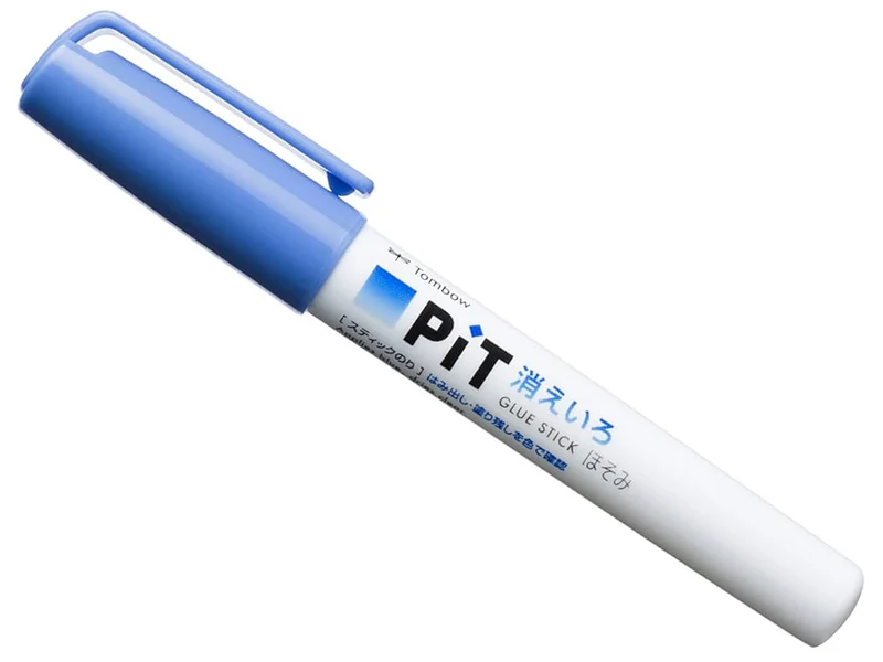 Colle bâton Tombow PIT bleue qui devient transparente