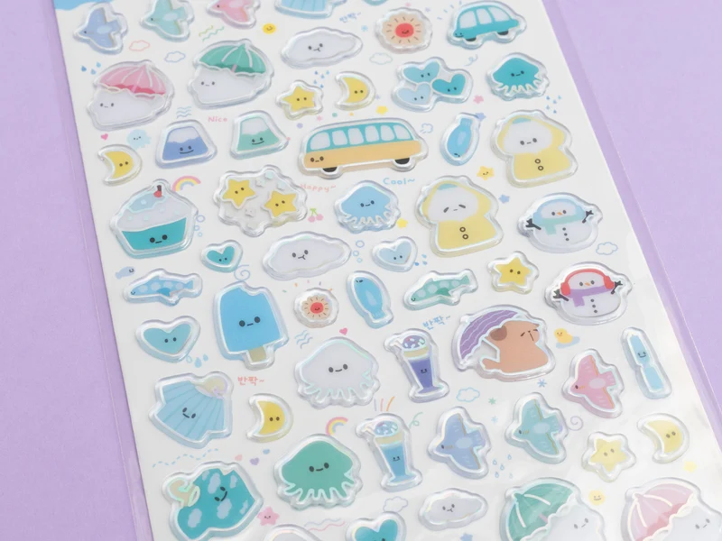 Mini stickers épais coréens - oiseau bleu