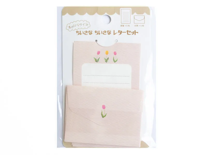 Set mini enveloppe et lettres - tulipe rose