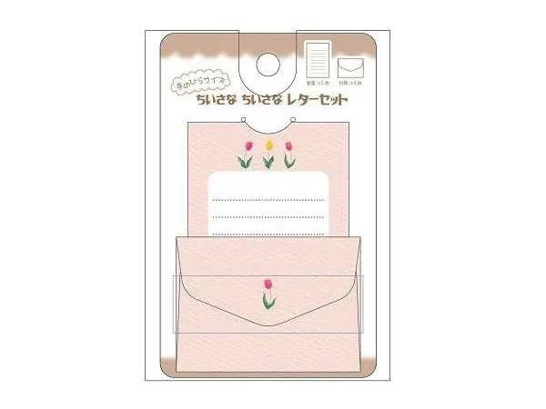 Set mini enveloppe et lettres - tulipe rose
