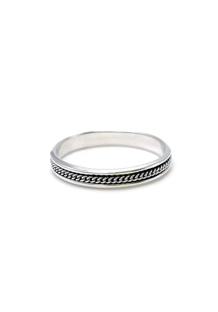 Bague Avec Chaine Au Centre Petit Modèle Argent
