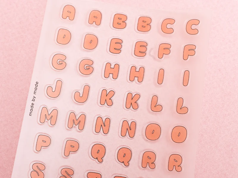 Stickers lettres - bubble rose