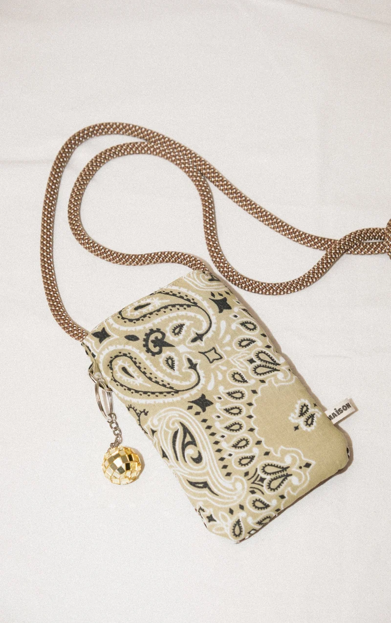 Pochette Porte-Téléphone Beige / Chocolat - Maison Saussure