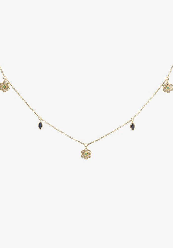 Collier Miniflower 1 Bleu Chocker