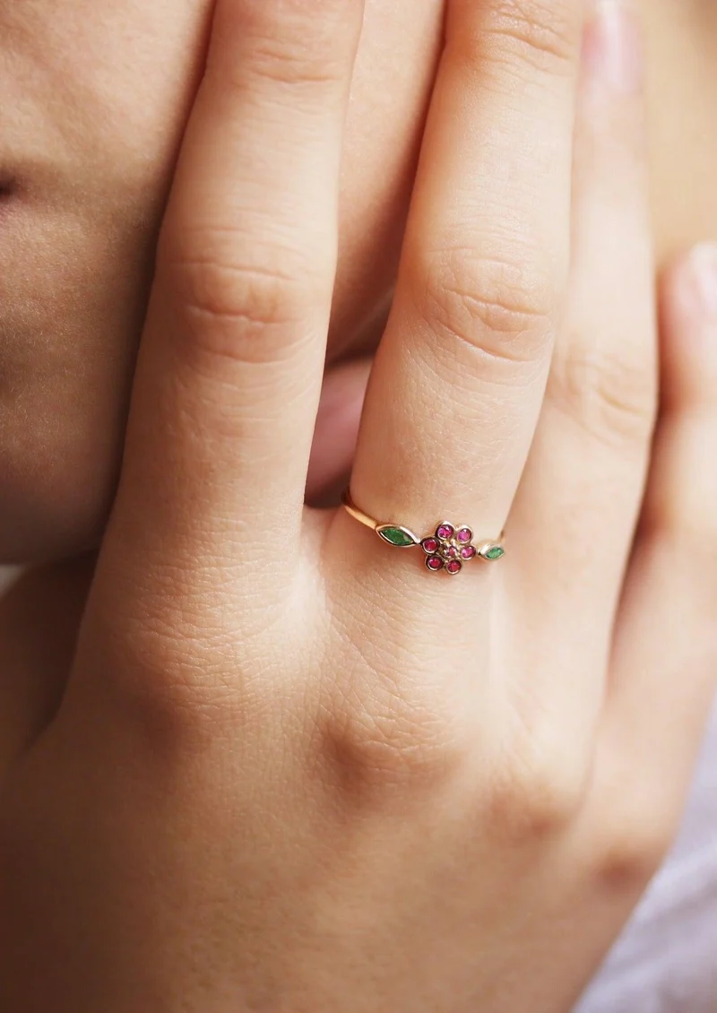 Bague Miniflower 1 Rouge