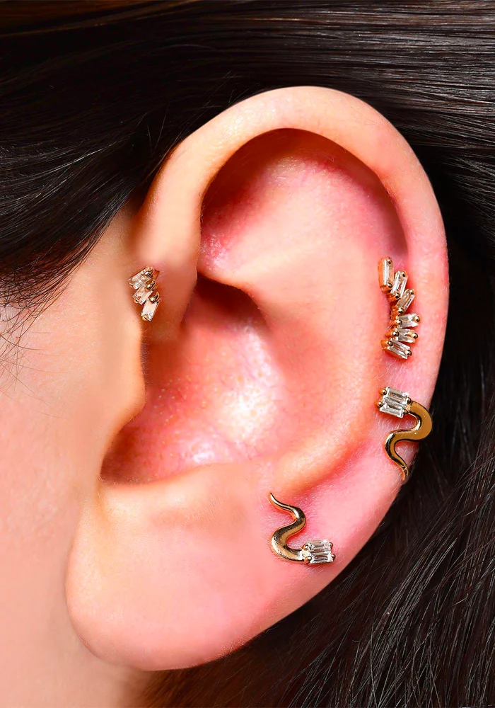 Piercing Baguette Snake Diamant Blanc
