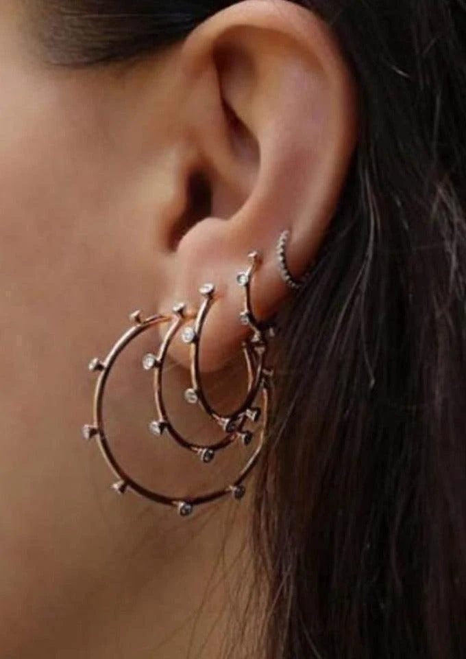 Boucle D'Oreille Tiny Hoop Diamants Blancs