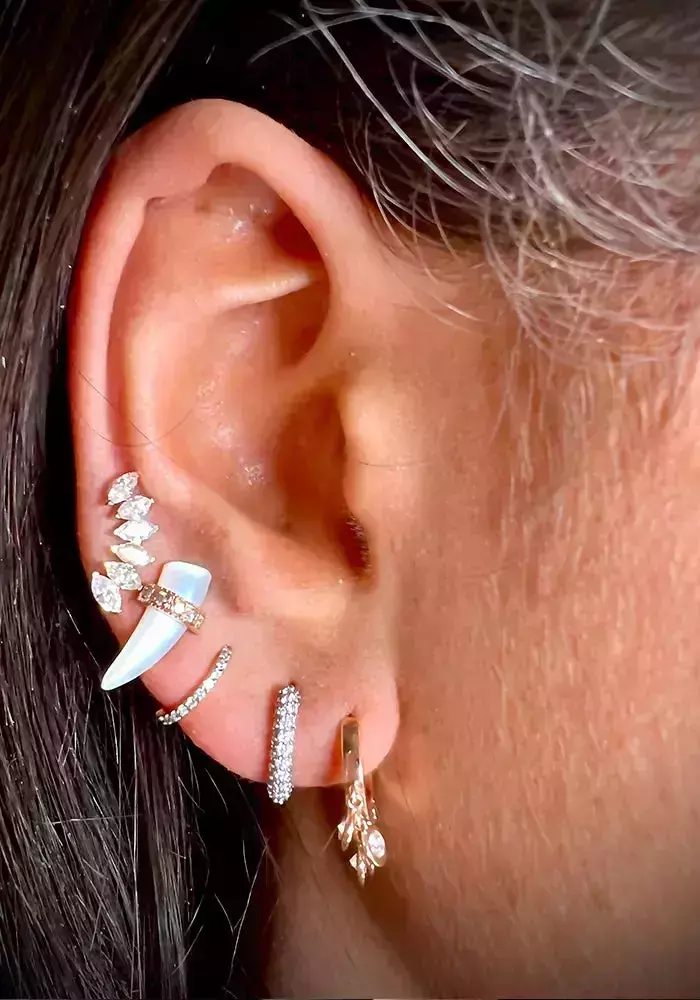 Boucle D'Oreille Tiny Hoop Diamants Blancs