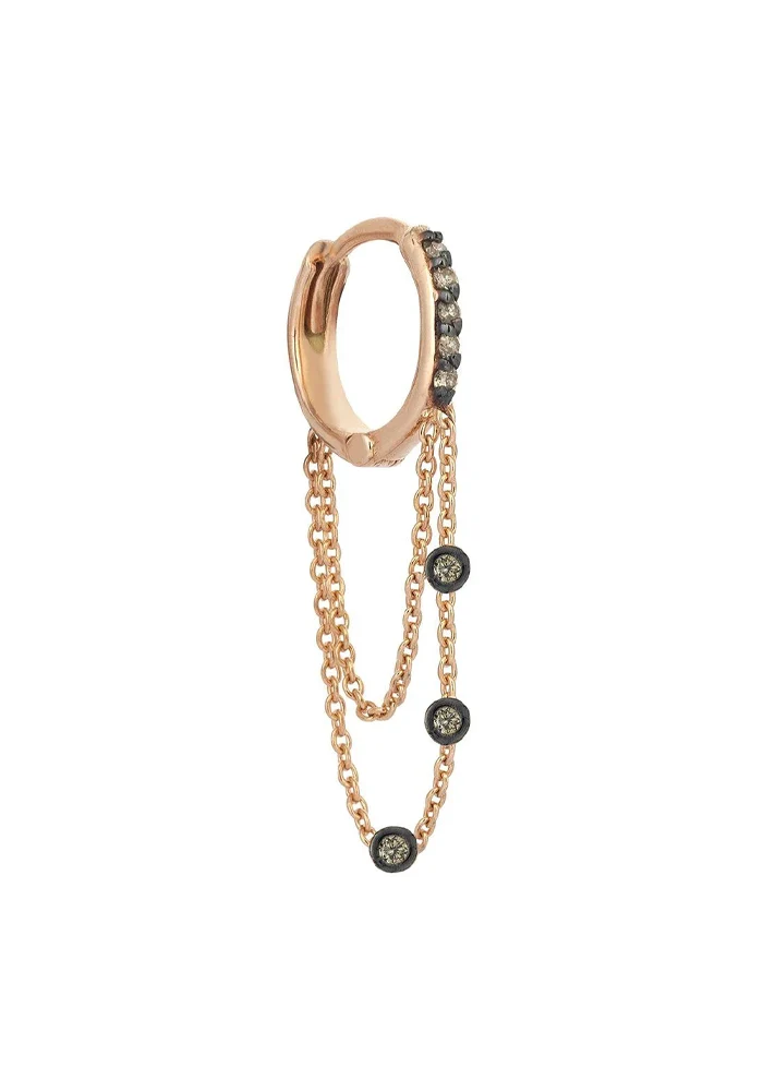 Boucle D'Oreille Mini Créole Diamants Champagne