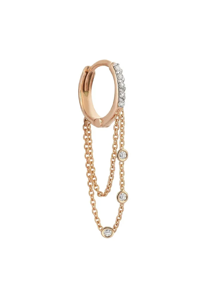Boucle D'Oreille 3 Solitaires Chainy Hoop