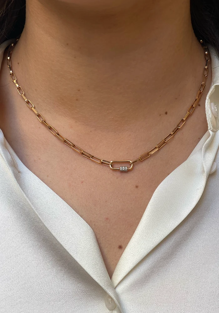 Collier Rectangle Chain Diamants Blancs