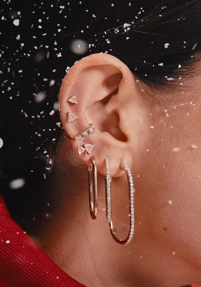 Boucle D'oreille Equality Pavé En Diamants Blancs