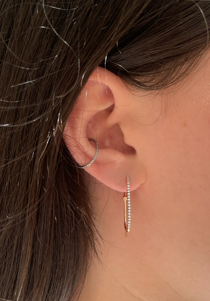 Boucle D'oreille Equality Pavé En Diamants Blancs