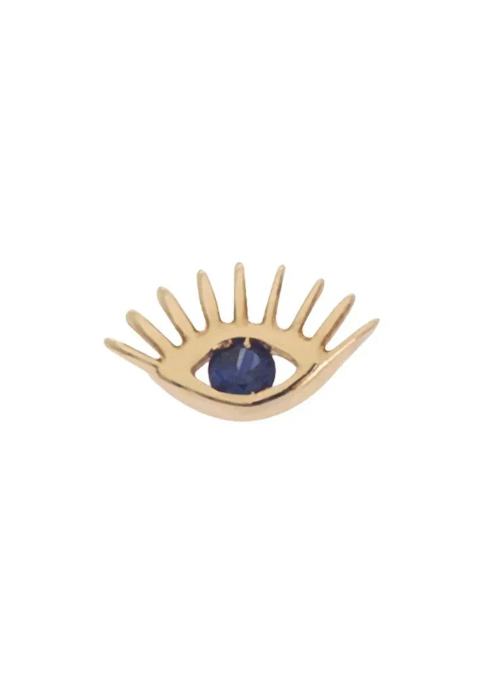Boucle D'oreille Puce Evil Eye En Or Rose Et Saphir