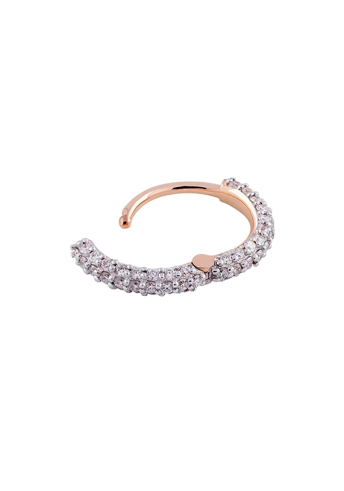 Boucle D'Oreille Créole Epaisse En Or Rose Et Diamants Blancs
