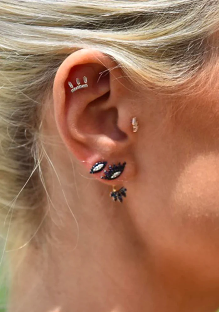 Piercing Mini Baguette Arc Diamants Blancs