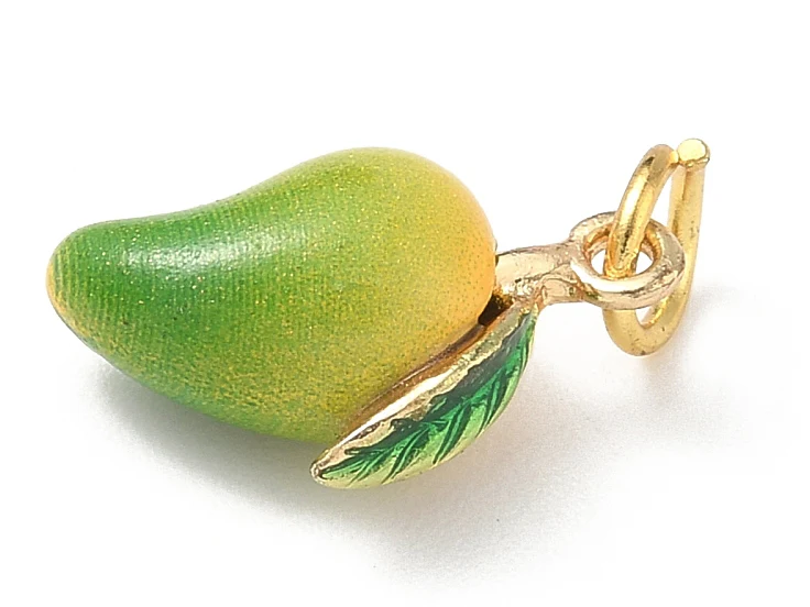 Breloque mangue émaillée - laiton doré