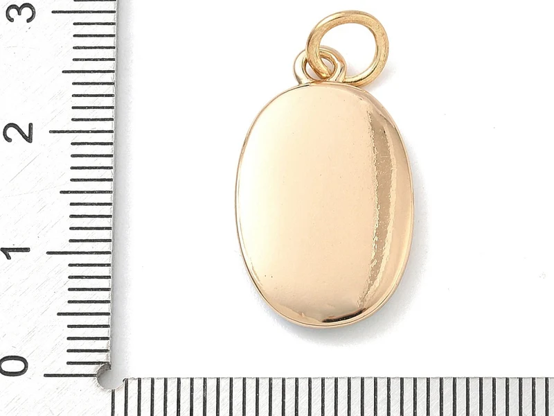 Breloque ovale motif crabe imprimée - laiton doré