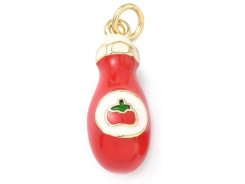 Breloque bouteille de ketchup - laiton doré à l’or fin