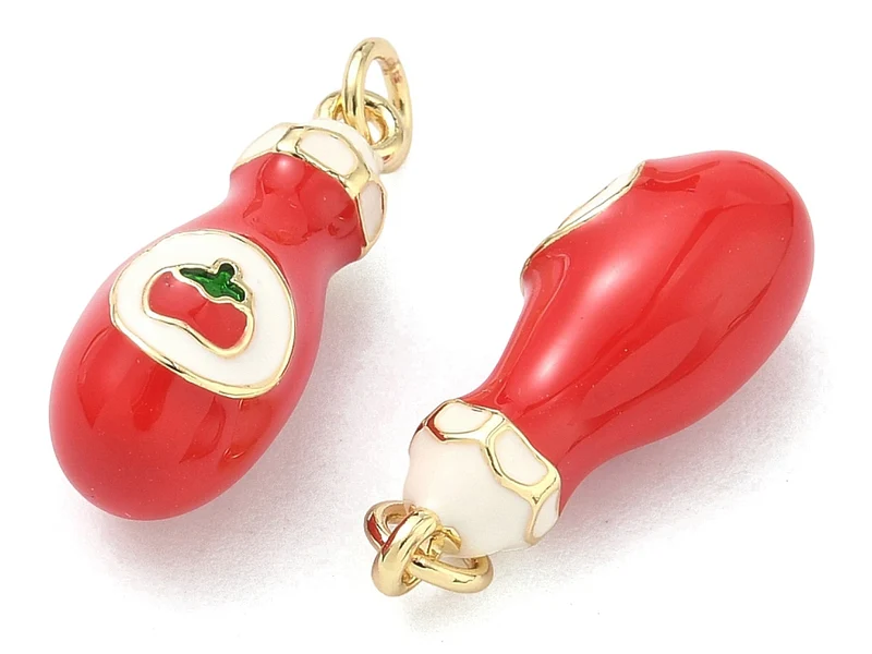 Breloque bouteille de ketchup - laiton doré à l’or fin