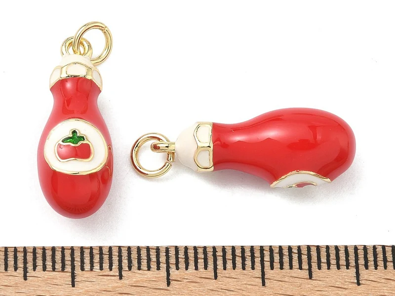 Breloque bouteille de ketchup - laiton doré à l’or fin