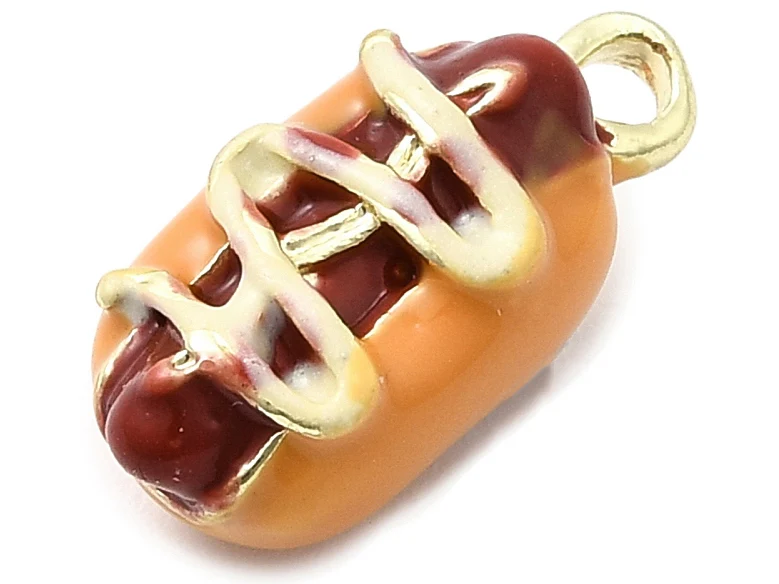Breloque hot dog émaillée - doré