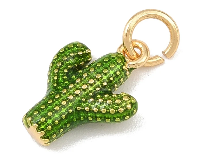 Breloque cactus vert - laiton doré à l’or fin
