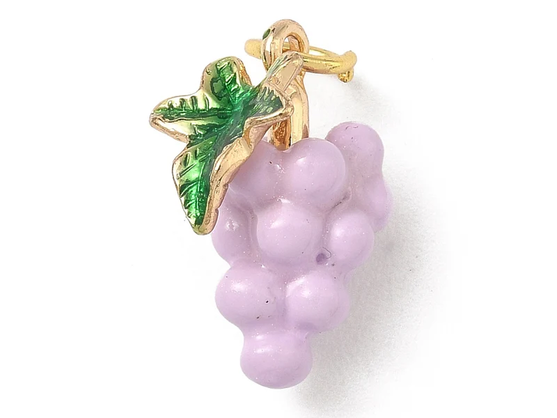 Breloque grappe de raisin émaillée - laiton doré