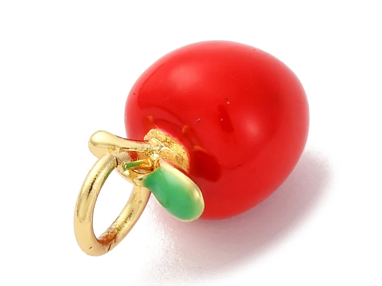 Breloque mini pomme rouge - laiton doré à l’or fin