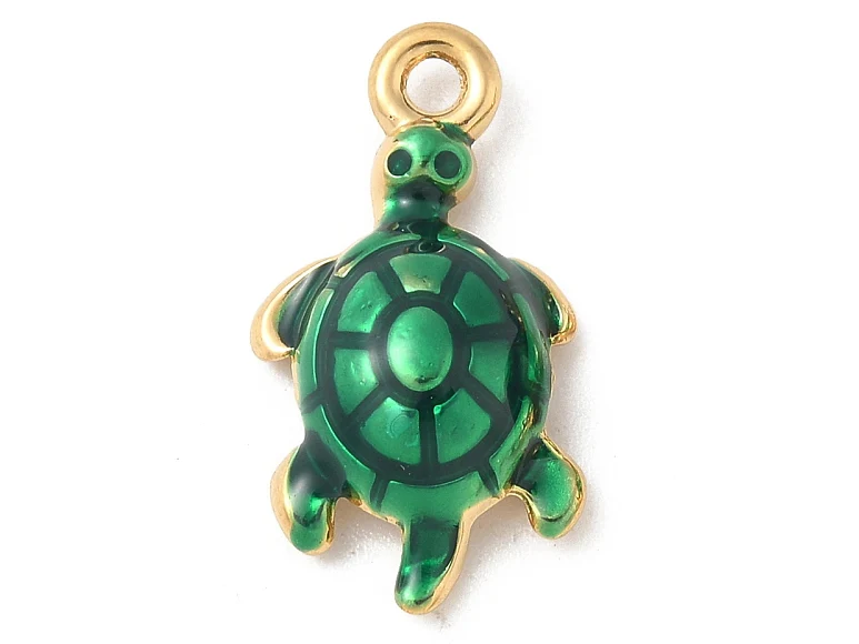 Breloque tortue - acier inoxydable 304 doré à l’or fin