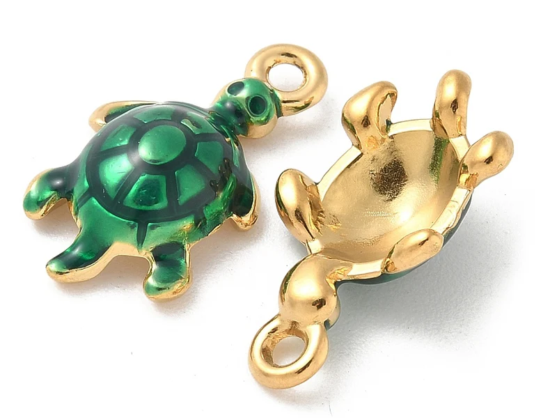 Breloque tortue - acier inoxydable 304 doré à l’or fin