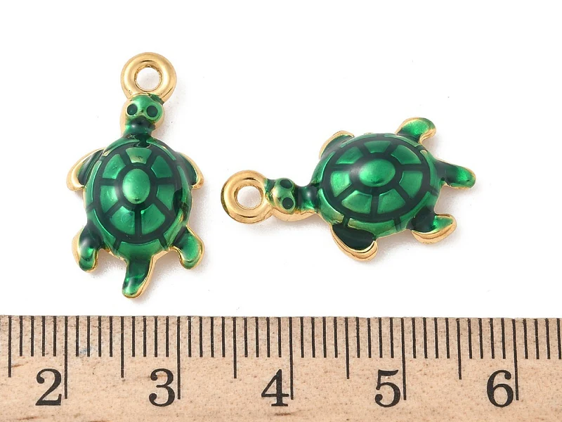 Breloque tortue - acier inoxydable 304 doré à l’or fin