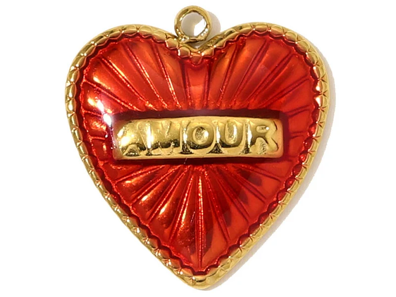 Breloque cœur poli miroir - acier inoxydable 304 doré à l’or fin