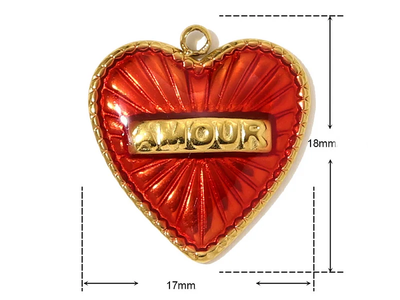 Breloque cœur poli miroir - acier inoxydable 304 doré à l’or fin