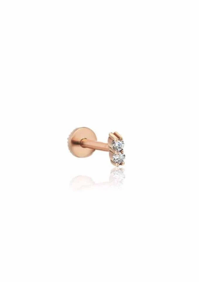 Bo Piercing Barette Pm De 2 Diamants Blancs X1
