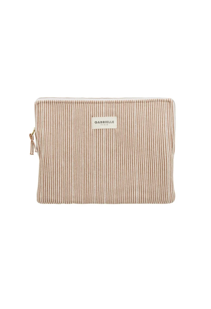 Pochette d'Ordinateur Rayures Argile - Gabrielle Paris