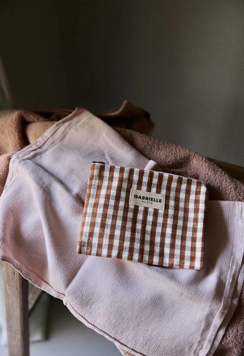 Petite Pochette Vichy Moka - Gabrielle Paris
