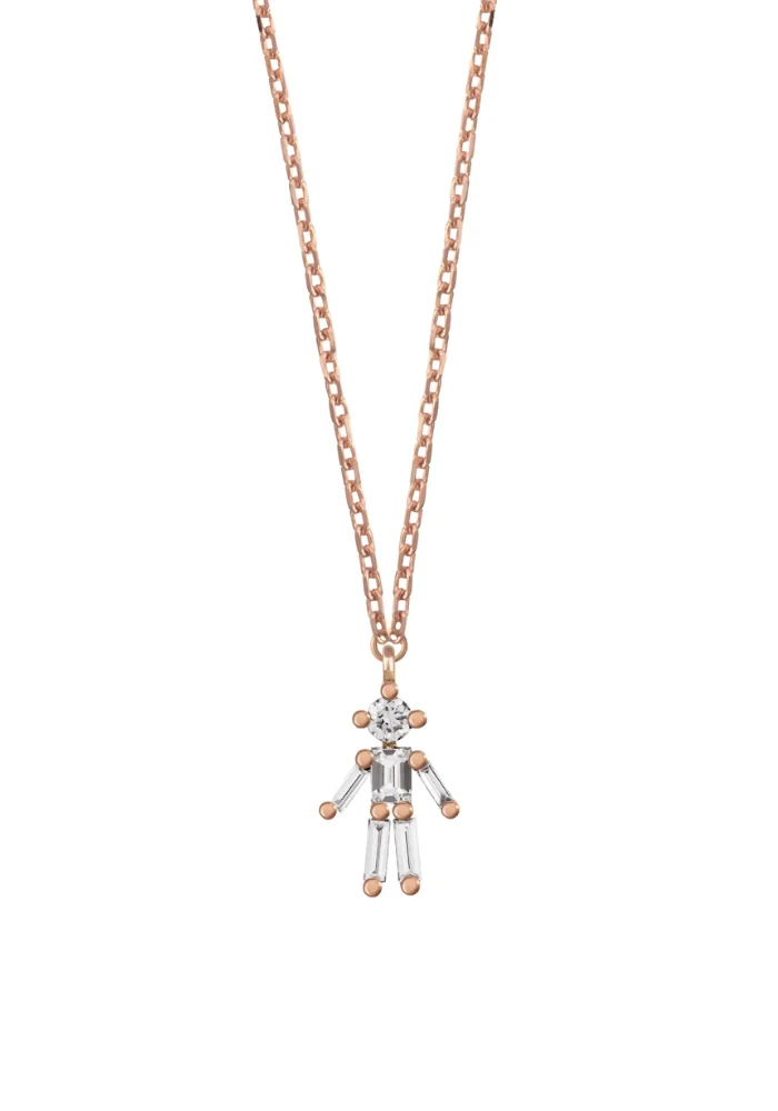 Collier Mini Garcon Diamants Or Rose