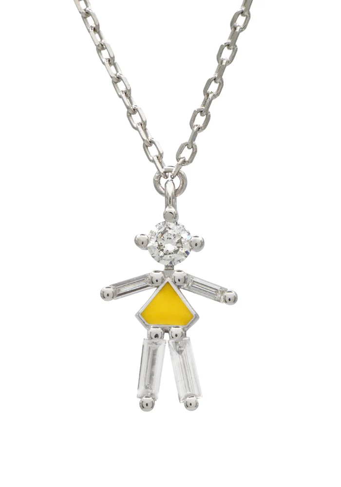 Collier Mini Fille Argent Diamants Jaune