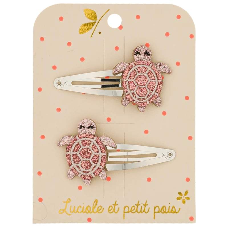 Duo Barrettes Tortues Rose - Luciole et Petit Pois