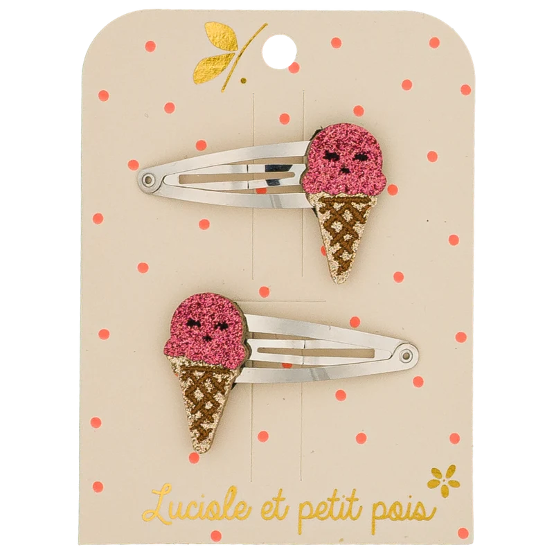 Duo Barrettes Ice Cream Framboise - Luciole et Petit Pois