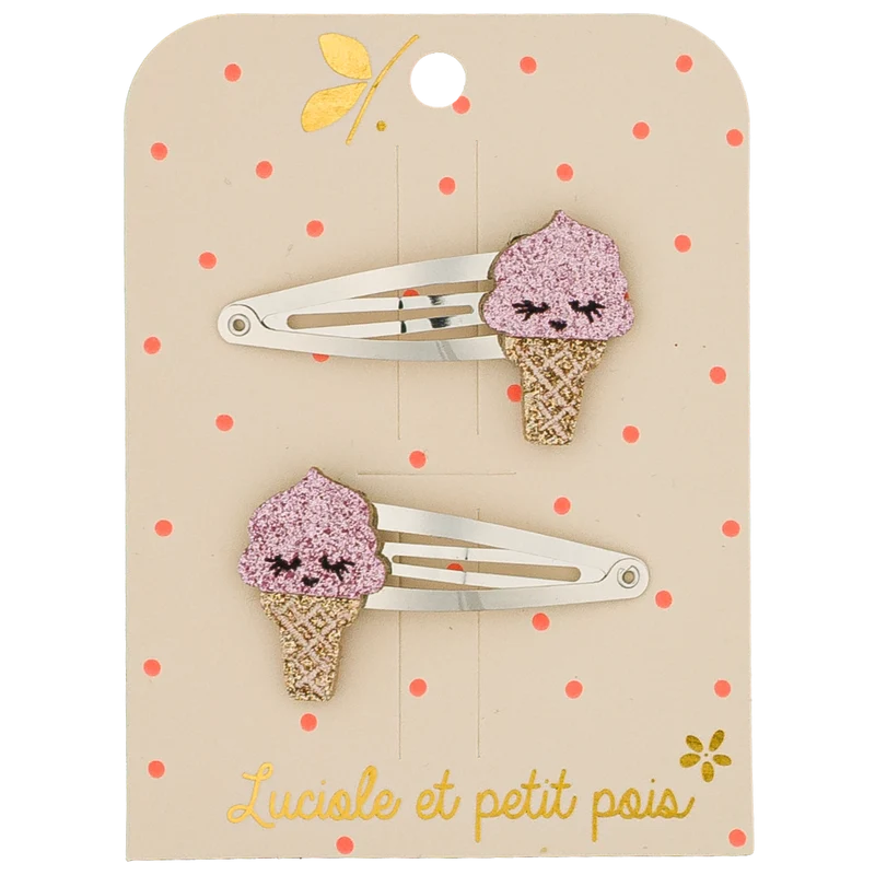 Duo Barrettes Ice Cream Fraise - Luciole et Petit Pois