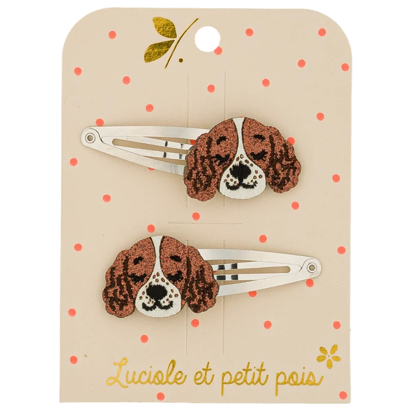 Duo Barrettes Chiens Alba - Luciole et Petit Pois