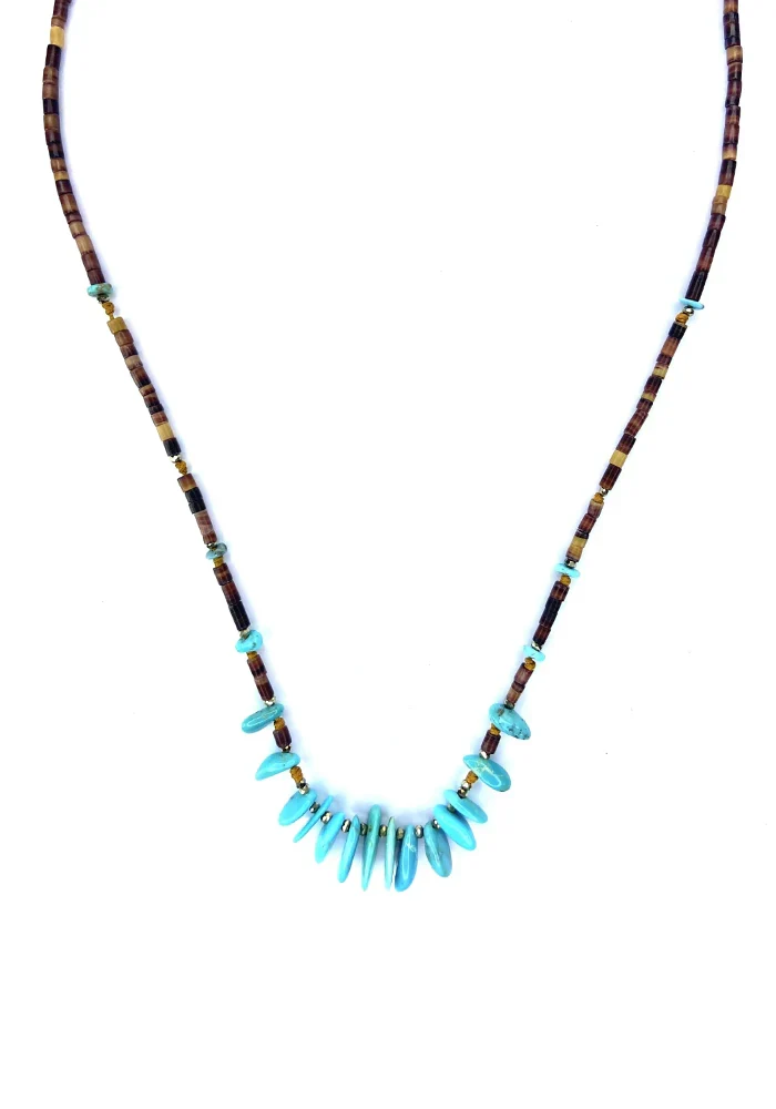 Ras De Cou Turquoise Coquillage Pyrite