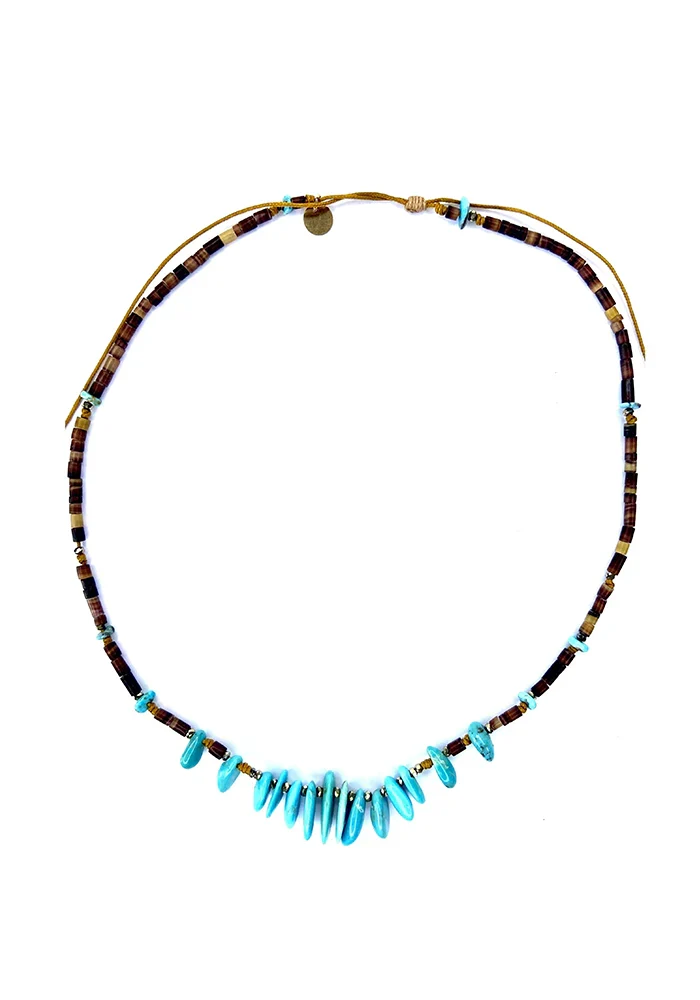 Ras De Cou Turquoise Coquillage Pyrite
