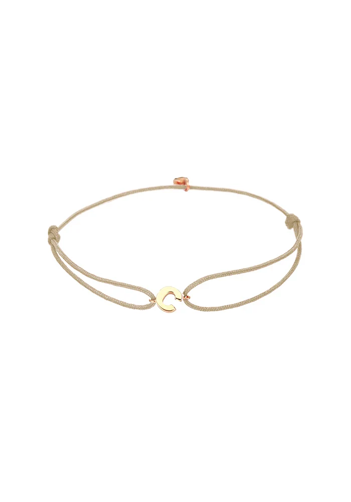 Bracelet Letters Or Rose Sur Cordon Beige