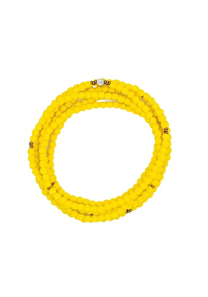 Bracelet 6 Tours Ou Sautoir Anne Jaune Néon