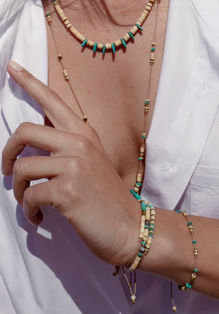 Bracelet Turquoise, Nacre et Hématite